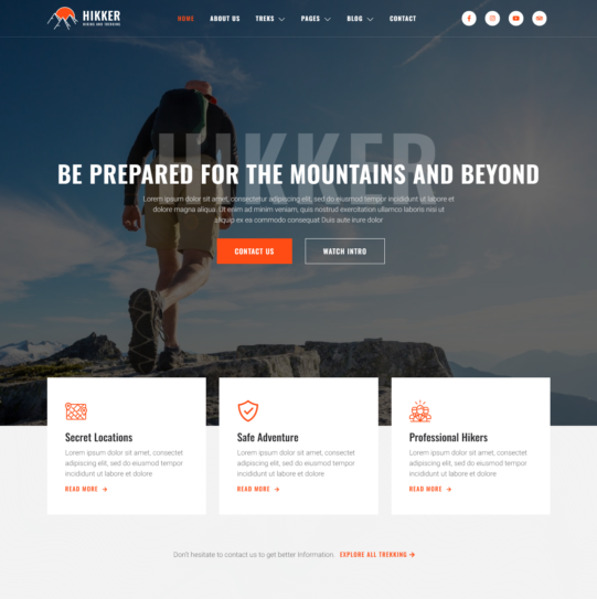 Hiking Mountain WordPress Theme | Trekking WordPress Theme