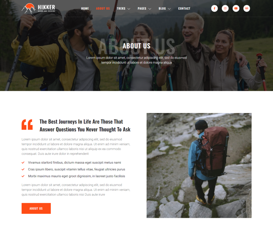 Hiking Mountain WordPress Theme | Trekking WordPress Theme