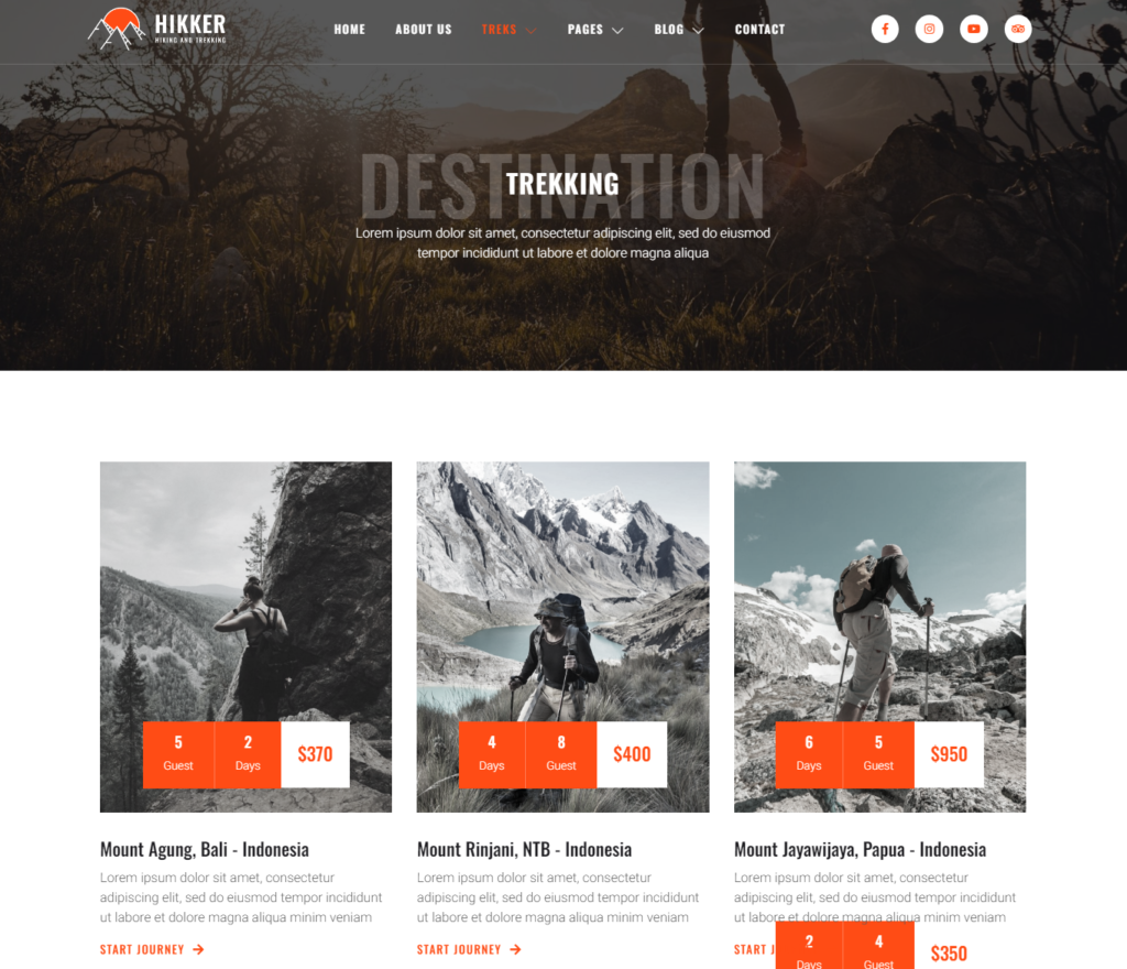 Hiking Mountain WordPress Theme | Trekking WordPress Theme